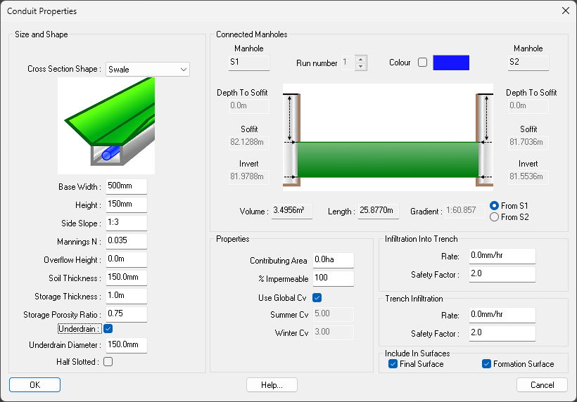 Conduit Properties window